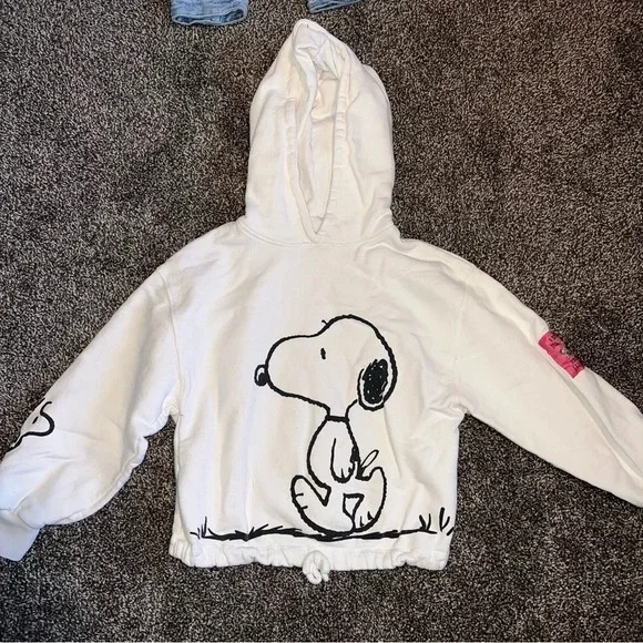 Zara Girls Peanuts Snoopy Denim Jean Jacket AND Hoodie SIZE 11-12 ❤️ - Picture 5 of 9